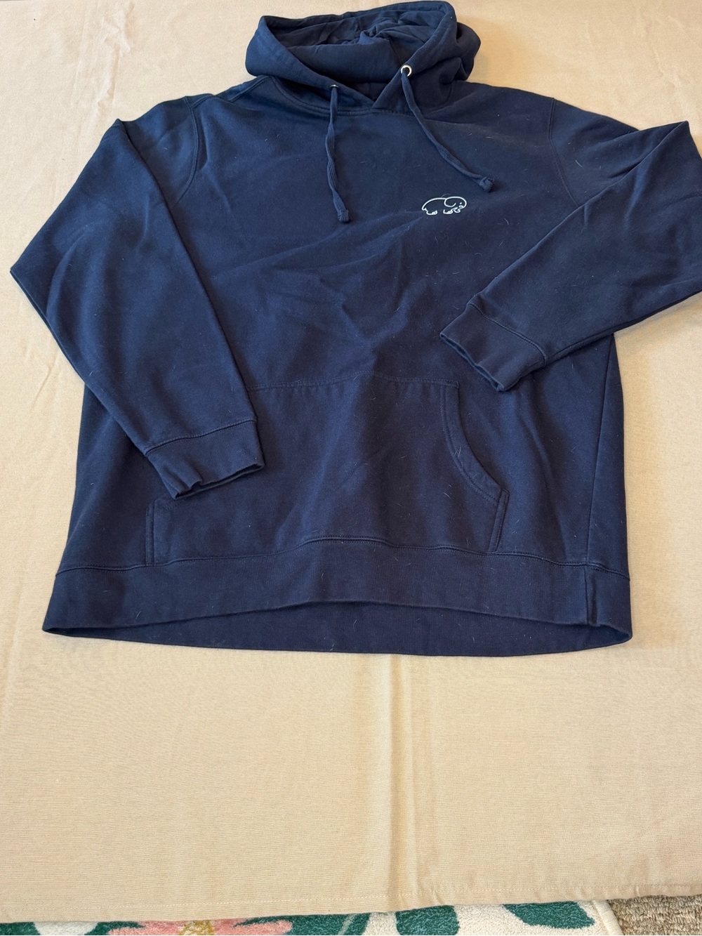 ivory ella navy pullover hoodie with elephant logo
